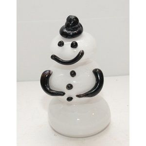 Handmade Handblown Heavy Glass Snowman Figurine 7" EUC Cute!!